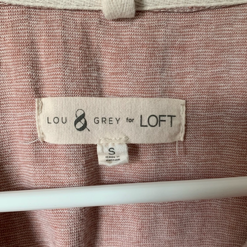 Lou & Gray for Loft Cuffed Short Sleeve Front Tie Pink & White Checkered Top - Picture 7 of 10